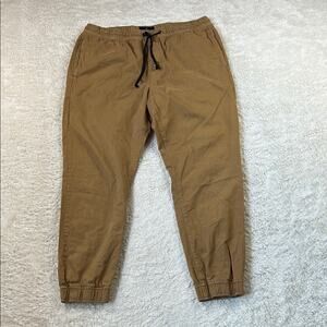 American Eagle AEO Tan drawstring twill khaki joggers, size L